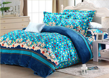 नीले रंग के साथ जमीन सुपर नरम और गरम मुद्रित डॉट्स ऊन बिस्तर सेट कवर